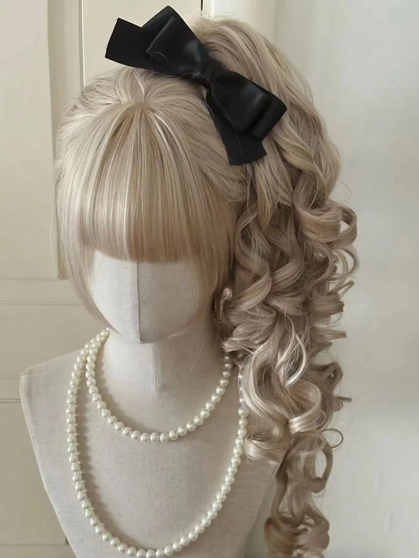 Synthetic Princess Cut Double ponytail Lolita Wig with Bangs Wig Girl Cute Ombre Blonde Brown Grey Cosplay Halloween Harajuku