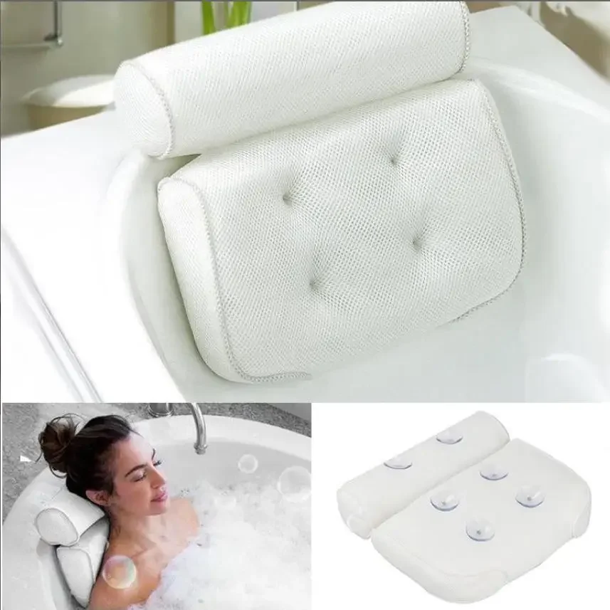 Bath Pillow 1PC Bath Pillow for Tub with 3D/4D Waterproof Air Mesh Neck and Back Support Bathtub Accessories
