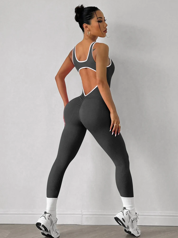 Yoga Set Sports Set Gym Workout Set Sportswear Set Fitness Set Fitness Jumpsuit Fitness One Piece Wear Sexy Backless Jumpsuit Women Yoga Set One-piece Bodysuit For Fitness Gym Clothing Sportswear Quick-Dry Workout Sports Clothes