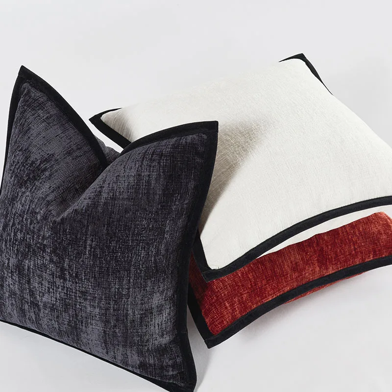 Plain Color Pillows Thick Chenille Cushion Case Modern Fashion Orange Green Decorative Pillow Cover For Sofa Chair Home Decorate