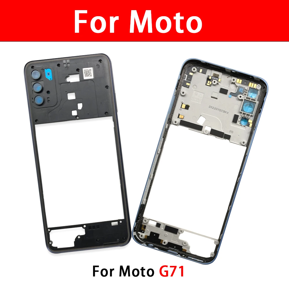 

NEW Middle Frame Holder Housing Replacement Repair Parts With Side Button Camera Lens For Moto G22 G52 G71 G82 G50 5G