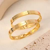 JINHUI STARS ALL ALIGNED BRACELET SET Stainless Steel Smooth Hollow Star Bangle For Women Metallic Gold Color Waterproof Jewelry 3