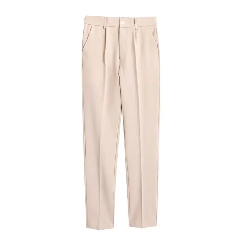 thumbnail image 1 of Pantalones de trabajo de sastrería social para hombres, pantalones de traje de oficina de negocios para hombre negros, pantalones ajustados rectos con tres botones, moda masculina china, 1 of 5