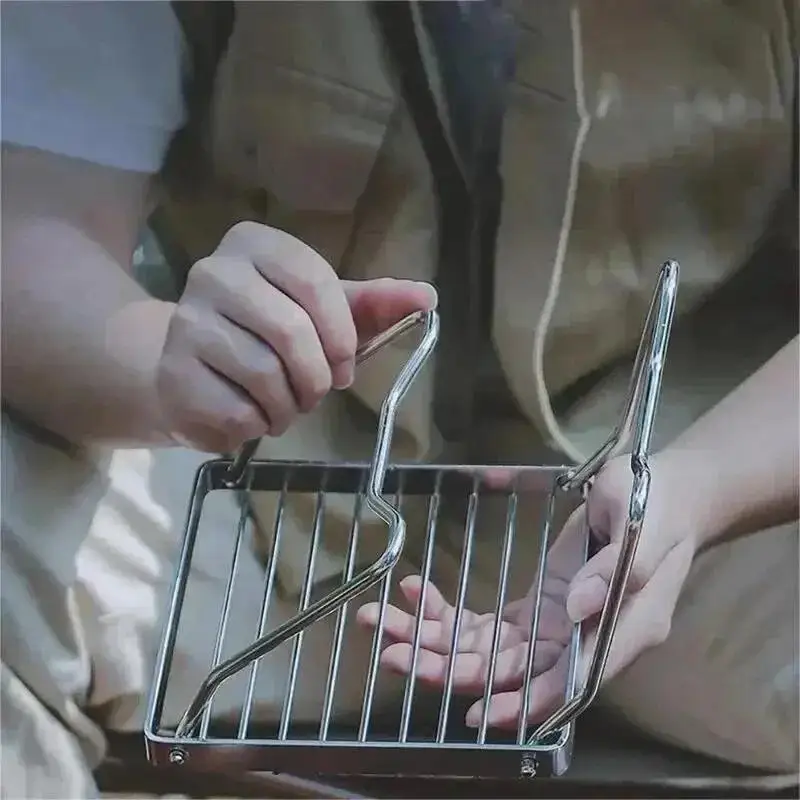 Portable Outdoor Stainless Steel Stove Holder Mini Barbecue Rack Set