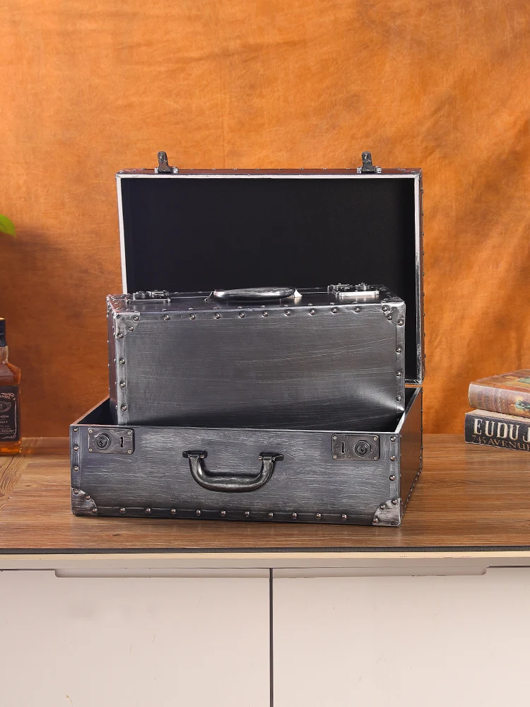

Винтажный кожаный чемодан из искусственного алюминия, домашняя одежда, для хранения книг, искусственная кожа, деревянная кожаная коробка, чемодан под заказ