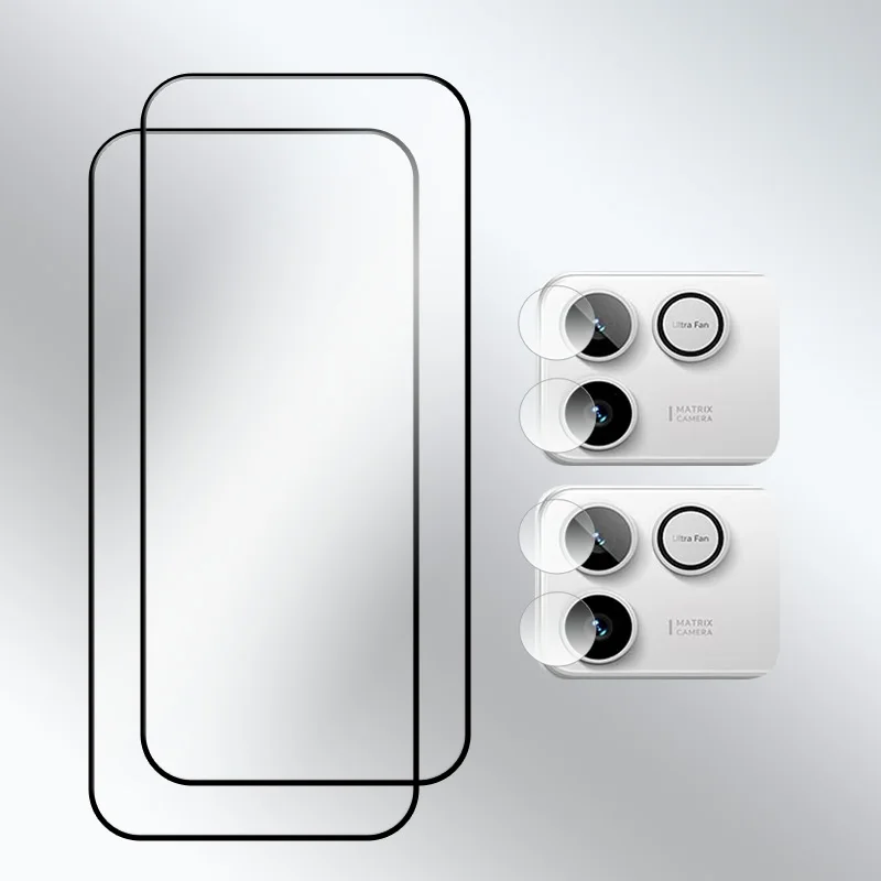 Fingerprint Unlock Screen Protector - 9H Clear Tempered Glass with Soft Fiber Camera Film