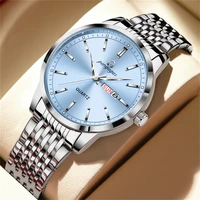 PENGAGAR Luxury Watch for Man Elegant Date Week Waterproof Luminous Men Watch Quartz Stainless Steel Sports Men's Watches Reloj