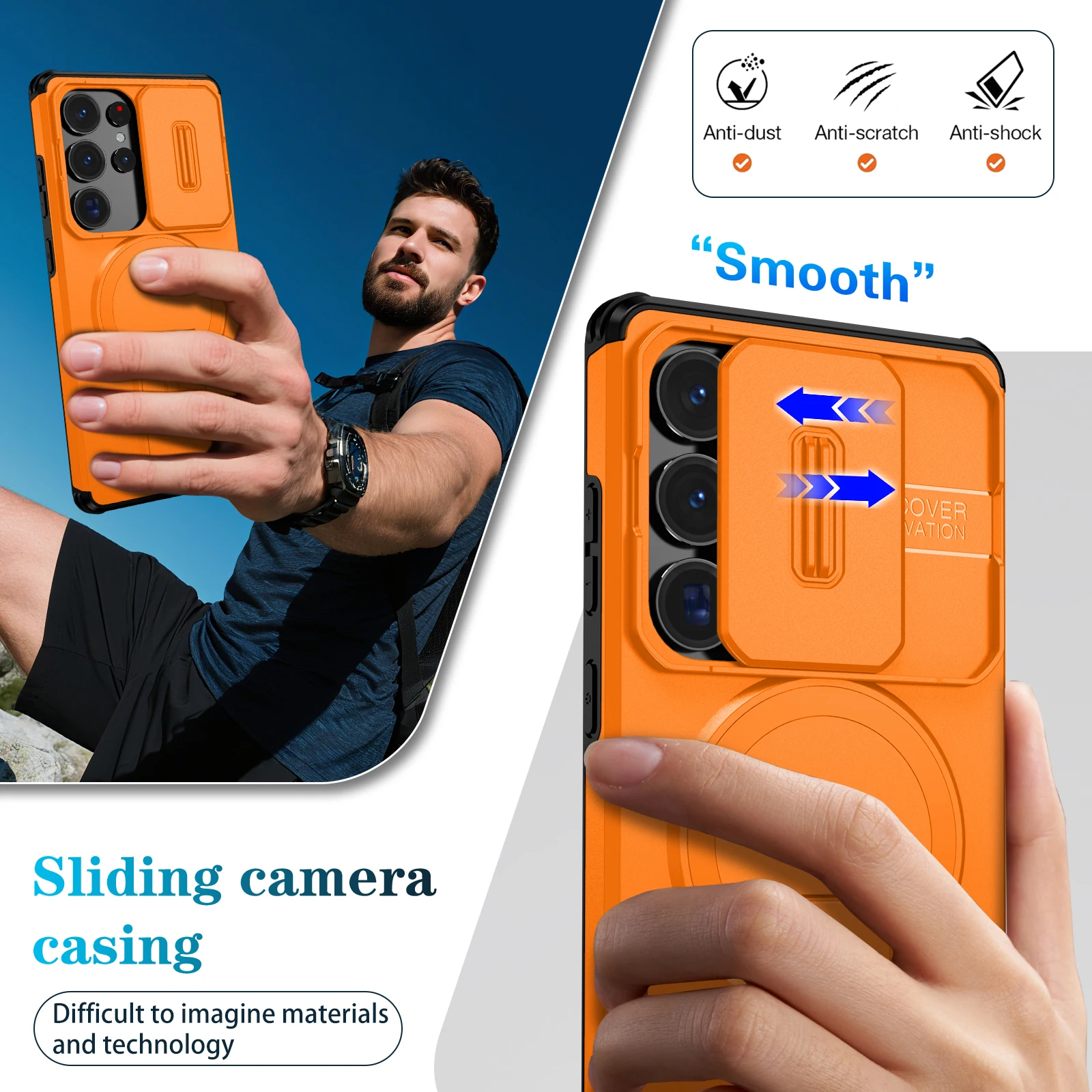 Luxury Magnetic Phone Case with Slide Camera Protection and Armor Cover