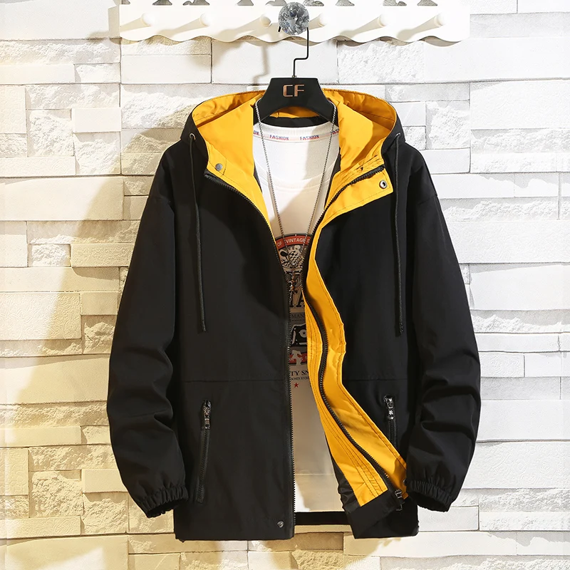 

Spring Autumn Mens Jackets Casual Fashion Bomber Jacket Men Overcoat New Baseball Jackets Looose Hooded Coats Plus Size 7XL 8XL