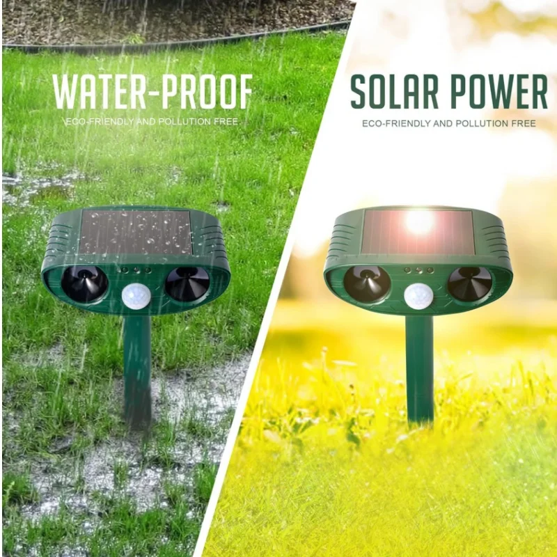 Solar Powered Ultrasonic Animal Repellent for Outdoor Garden Farm