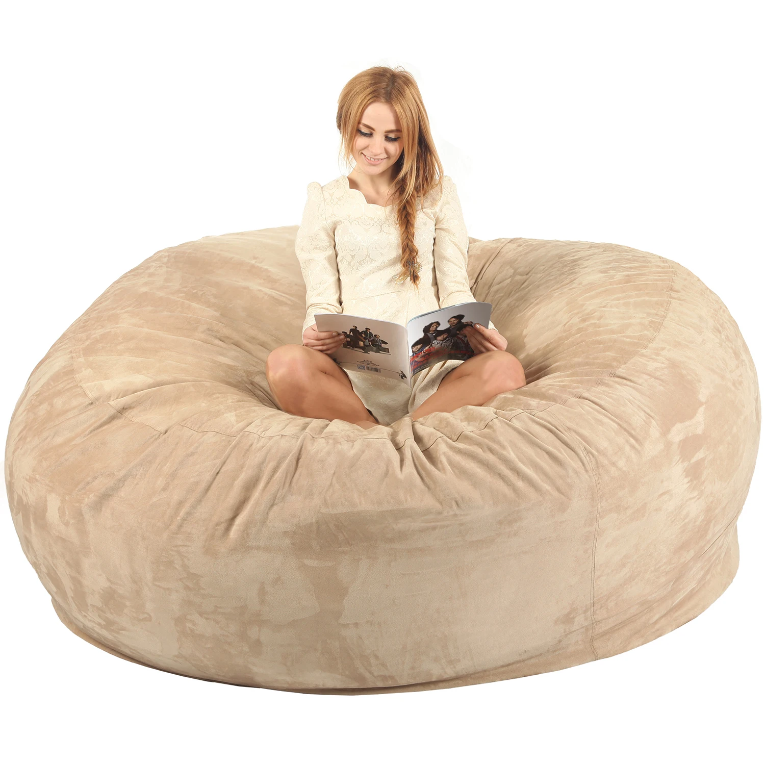 Giant Bean Bag Chair for Kids Adults, 6ft 7ft Bean Bag Chair, Washable  Jumbo Bean Bag Sofa Sack Chair Large Lounger Faux Fur Cover for Dorm Family