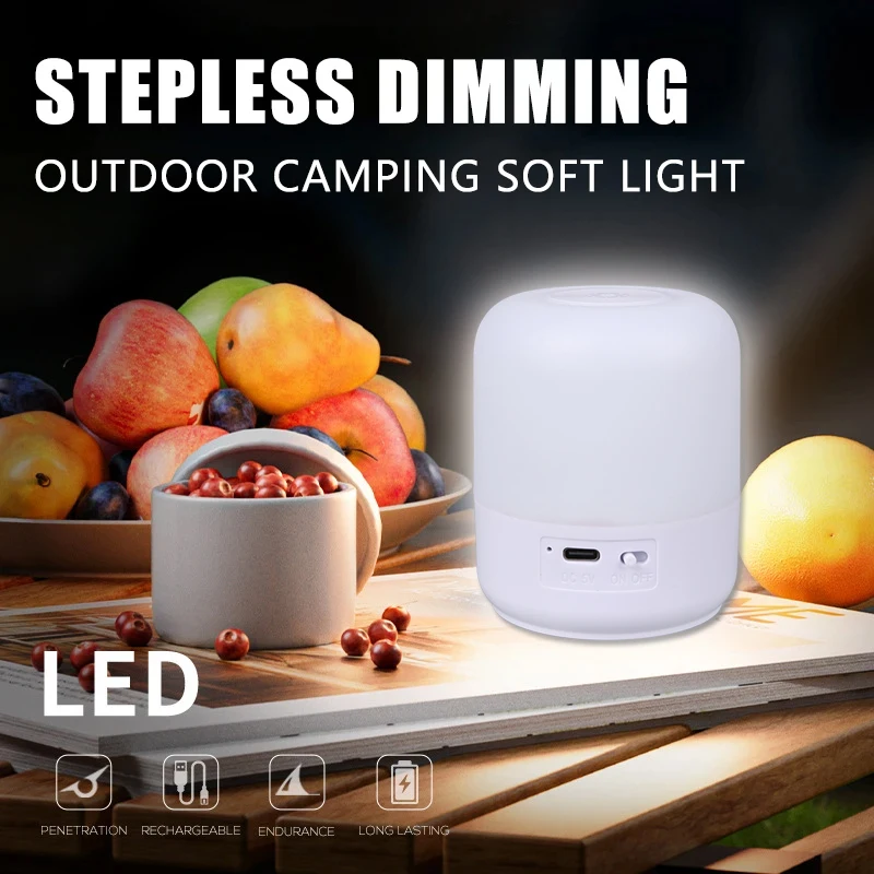 Camping Light New LED Infinite Dimming Type-c Charging 4 Lighting Modes Invisible Hook Waterproof Outdoor Tent Night