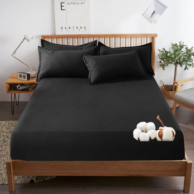 Adjustable Fitted Sheet No Pillowcase Elastic Band Bed Protector Bedding Luxury 100% Cotton Mattress Cover Linen Classic Quality