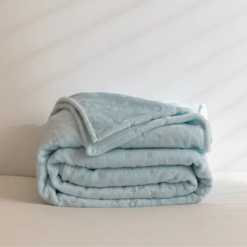 Japanese Style Flannel Blanket Bronzing Golden Stars Warm Soft