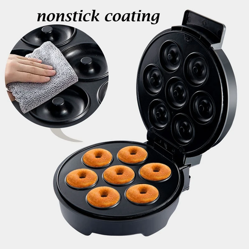 Electric Donut Machine 1200W Non-Stick Coated Kitchen Donut Maker Kid's Snacks Desserts Breakfast Makes 7Donuts US Plug