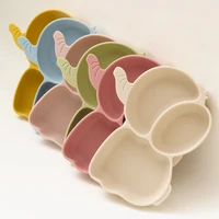 1PCS Baby Silicone Dining Dishes Plate Kids Feeding Plate Sucker Cartoon Elephant Children Dishes Toddler Training Tableware 2