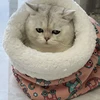 Winter Warm Pet Sleeping Bag Lamb Wool Warm Kitten Nest Drilling Hole Bedding Thickened Soft Comfortable Warm Nest Pet Cats 5