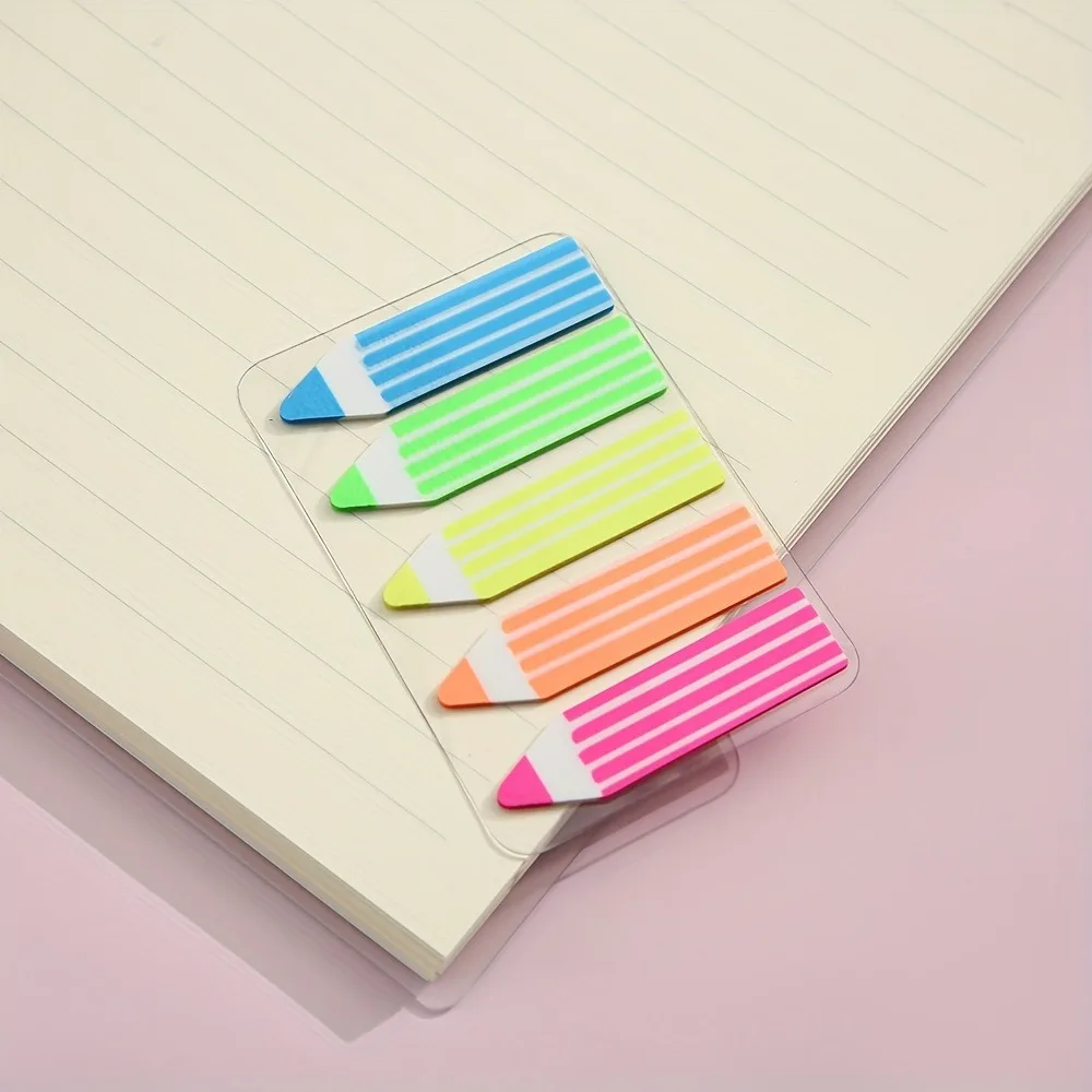 Colorful Pencil - Shaped Sticky Notes Index Tabs, Self - Adhesive Page Markers for Bookmarking, Organizing, Ideal for Office - 4