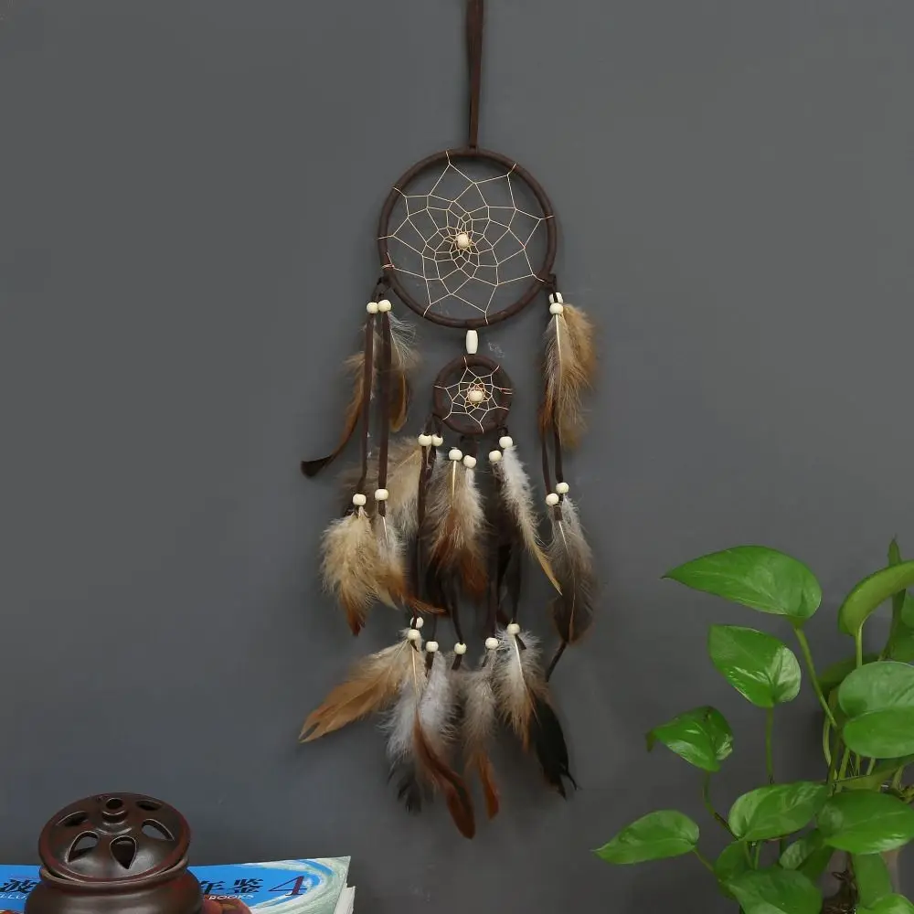 

2 pcs Feather Home Decoration Dream Catcher Fashion 6 Inches Hand Woven Dream Catching Net Pendant Home Wall Decoration Room