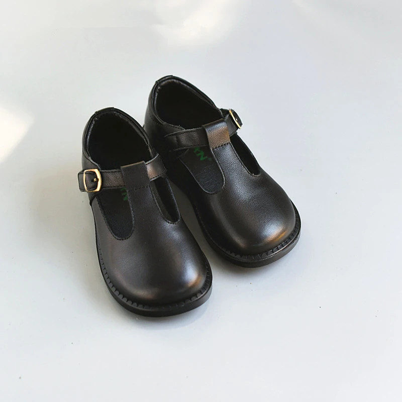 Genuine Leather Baby Girls Spring Cowhide Soft Bottom Princess School Shoes Boy's Flats