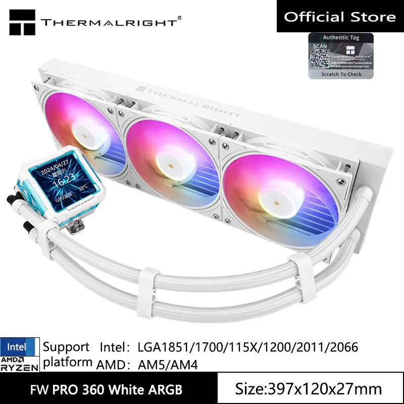 Thermalright FW PRO 360 Black ARGB - Dissipatore CPU Ad Acqua Con Schermo LCD IPS - Foto 5