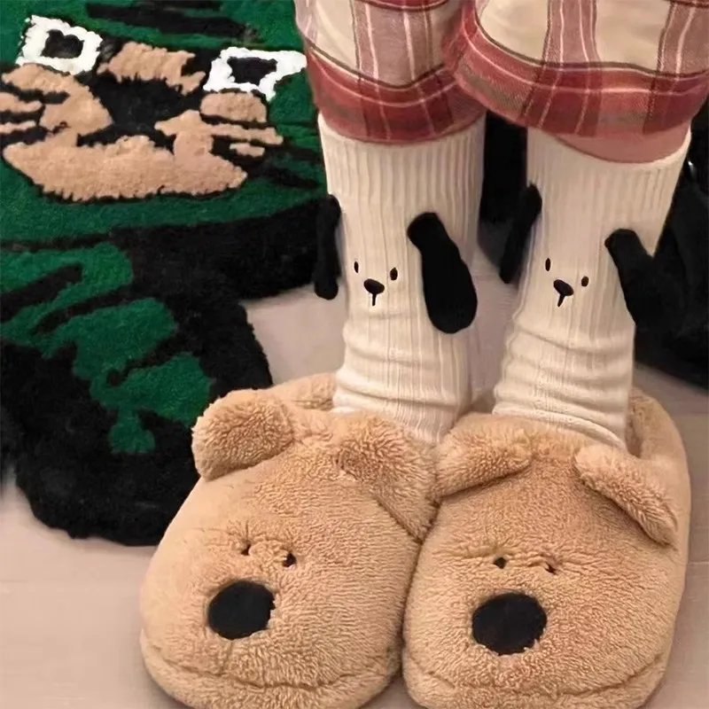 

Cartoon Dog Ear Decor Cute Crew Socks for Women Men Cotton Breathable Comfortable Doll Eyes Couple Socks Funny New Year Gifts