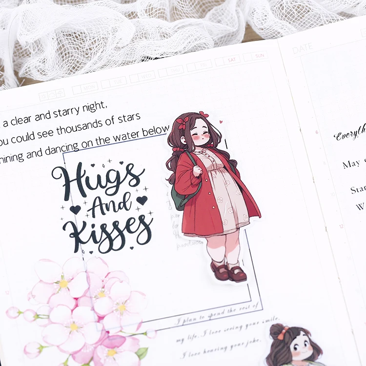 18pcs Cute Chubby Characters Stickers for Stationery Decoration Girl Stationery,Waterproof and Cute Journals and Notebooksks