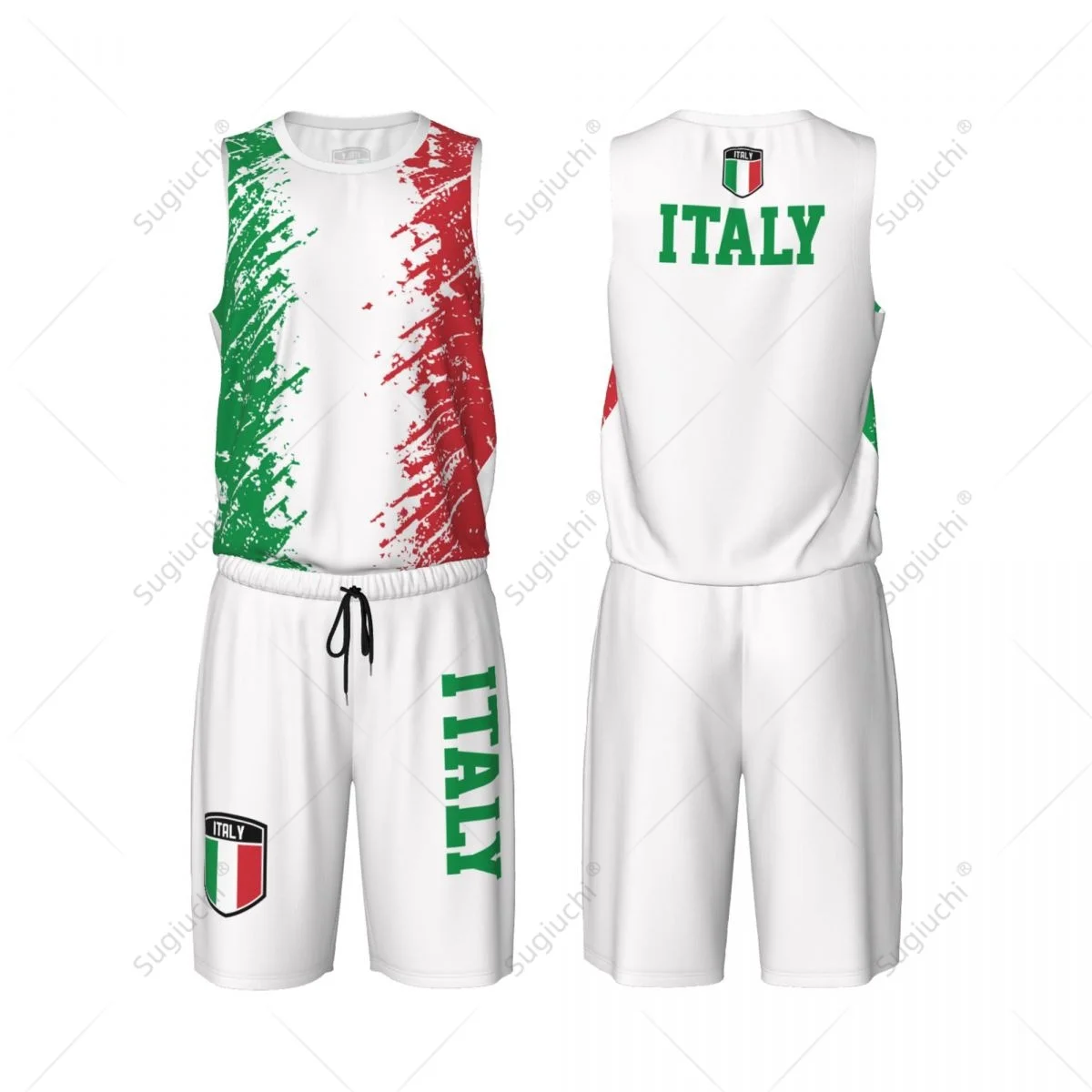 

Team-up Italy Flag Grain Men Basketball Jersey Set Shirt & Pants Sleeveless Custom Name Nunber Exclusive