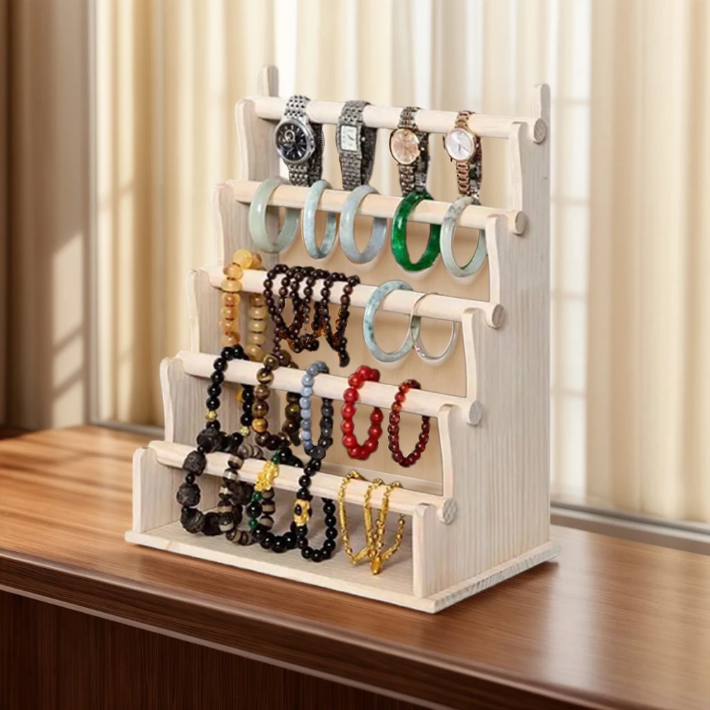 5 Layer Wooden Bracelet Holder Bracelet Display Stand Jewelry Organizer