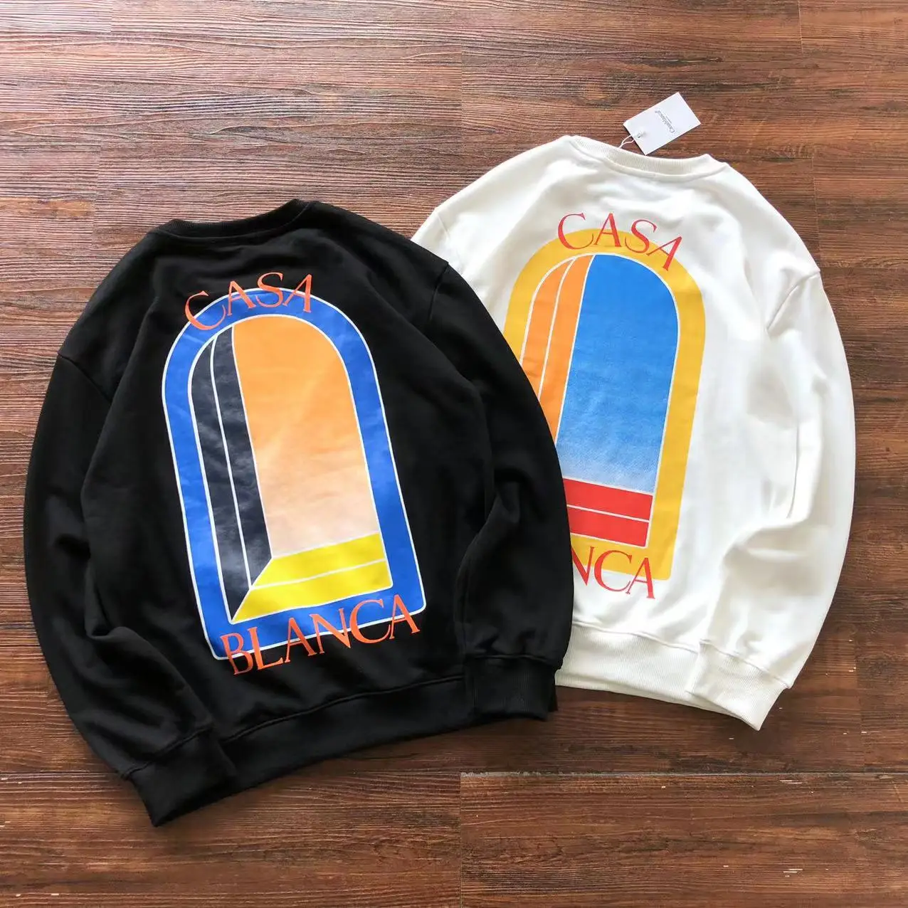 

Arched Door Letter Printing Logo Casablanca Long Sleeve Sweatshirts Oversize 23FW Autumn Winter New Black White Pullover Hoodies