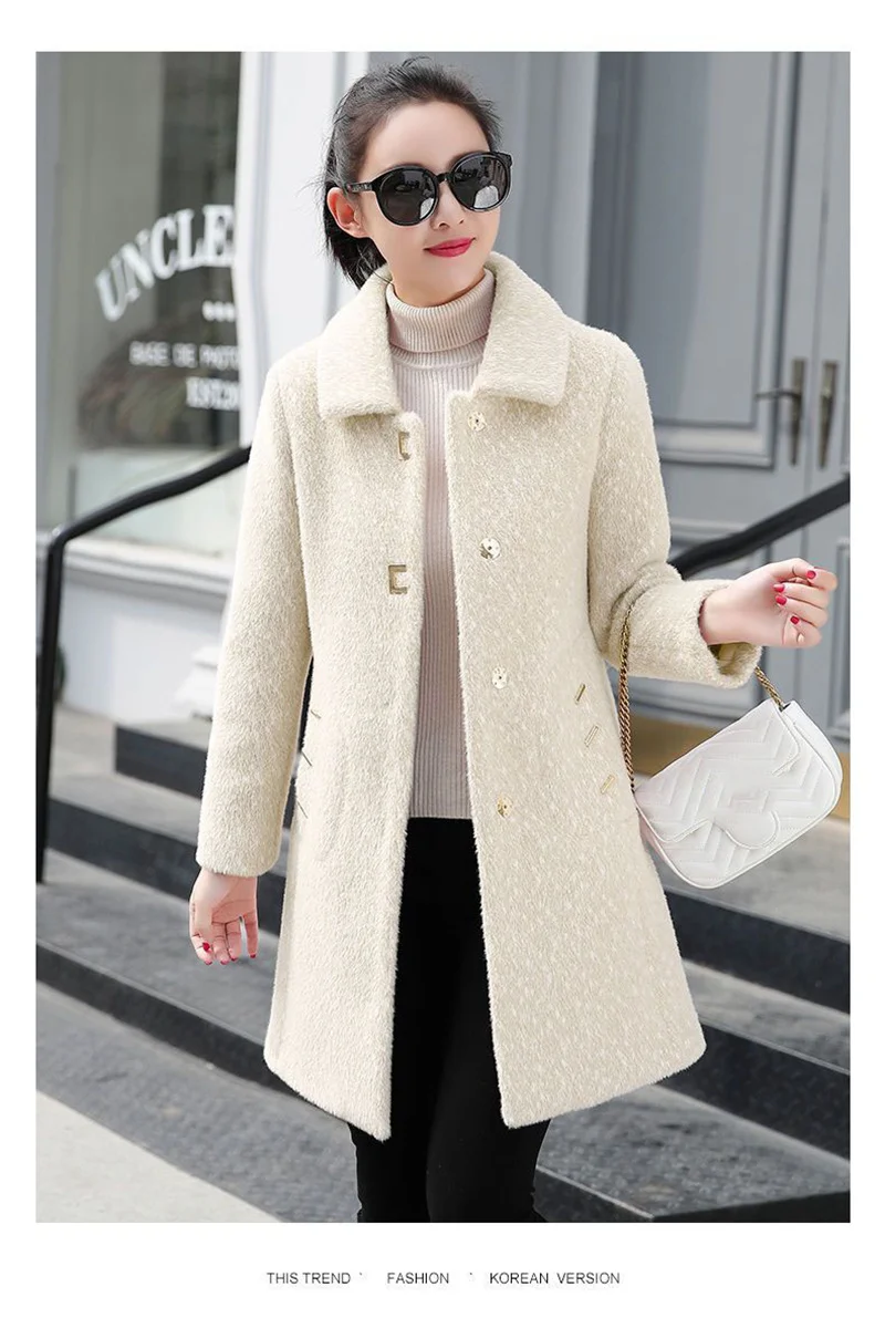 qualidade casaco de lã de vison de ouro feminino casaco de inverno imitação vison engrossar manter quentes casacos de lã longo casaco de lã