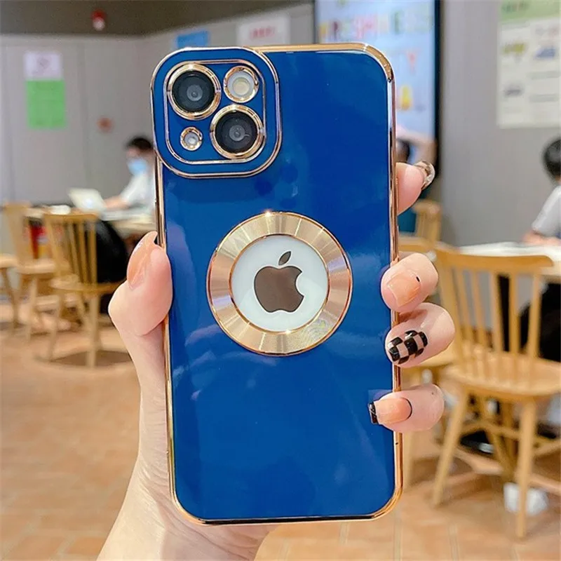 thumbnail image 1 of Funda de teléfono galvanizada suave de lujo para iPhone 11, 12, 13, 14, 15 Pro Max, XS, X, XR, 7, 8 Plus, Mini funda de silicona hueca, 1 of 5