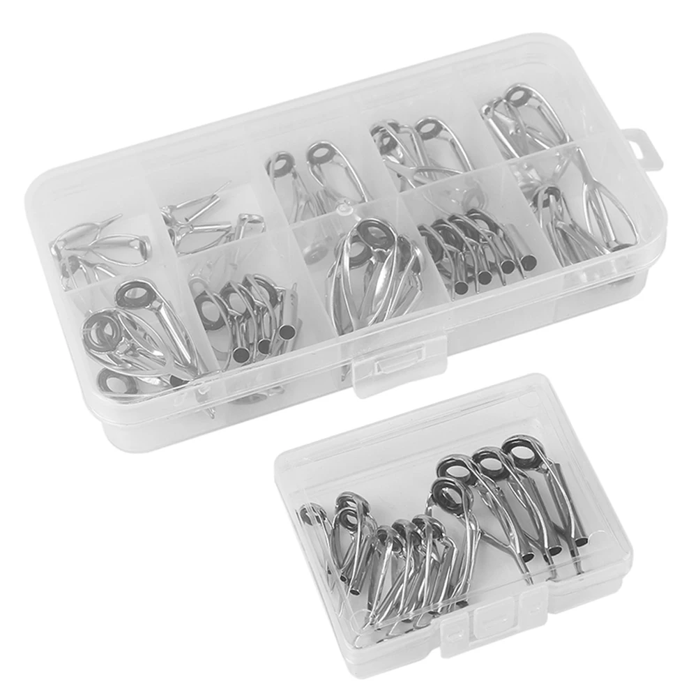 10/40pcs Fishing Rod Guides Stainless Steel Ring Rod Guides Tip Tops Replacement Smooth Convenient Outdoor Accessories