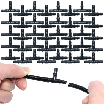 SPRYCLE-Joint de connecteur d'irrigation goutte-à-goutte en T, outils d'arrosage de jardin, tuyau de serre, 4mm, 7mm, 20-100 pièces, 1/4 pouces 1