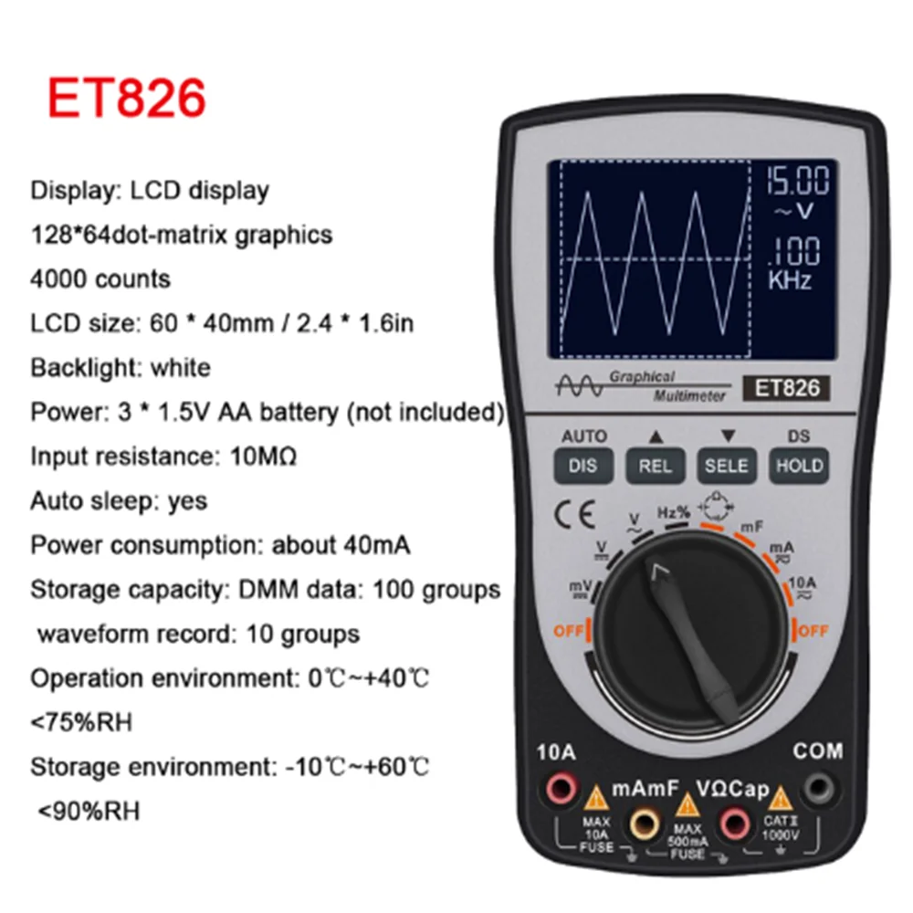 2-in-1 Intelligent Digital Oscilloscope ET826 Multimeter DC/AC Current Voltage Resistance Diode Tester DSO-TC3 DSO-TC2 ZT-702S