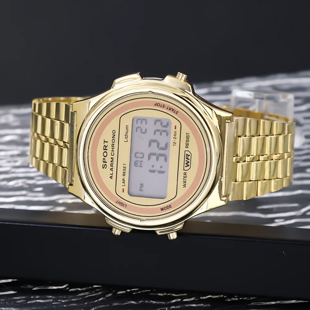 ウェア DMT KR SL 44 Electronic LED Digtal Watch Women Watches Steel Strap Men