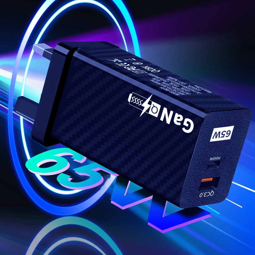 65W GaN Charger PD Quick Charge 4.0 3.0 Type C USB C Fast Charger Adapter Mobile Phone Portable Charger For Tablet iPhone 15 14