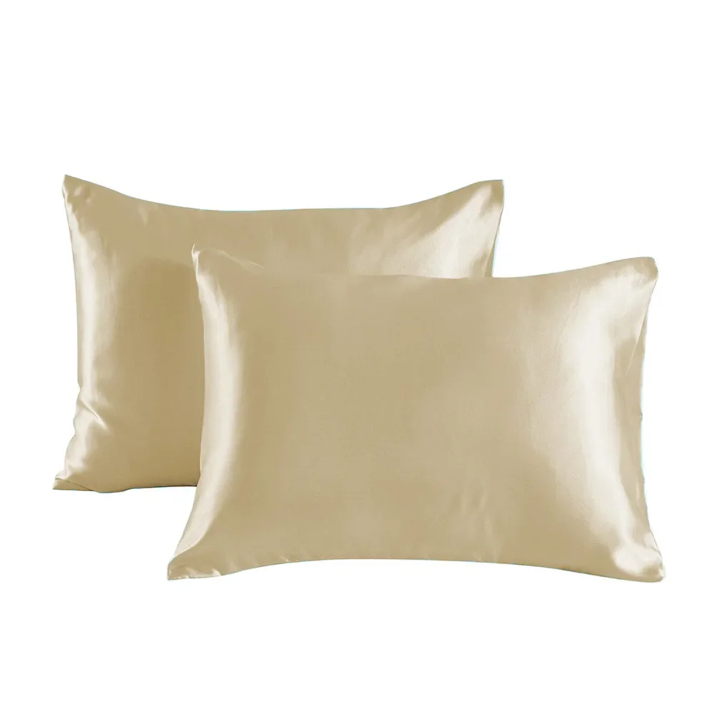 1 pair of large silk satin pillowcase simple solid color bedding household smooth multicolor satin pillowcase household 4