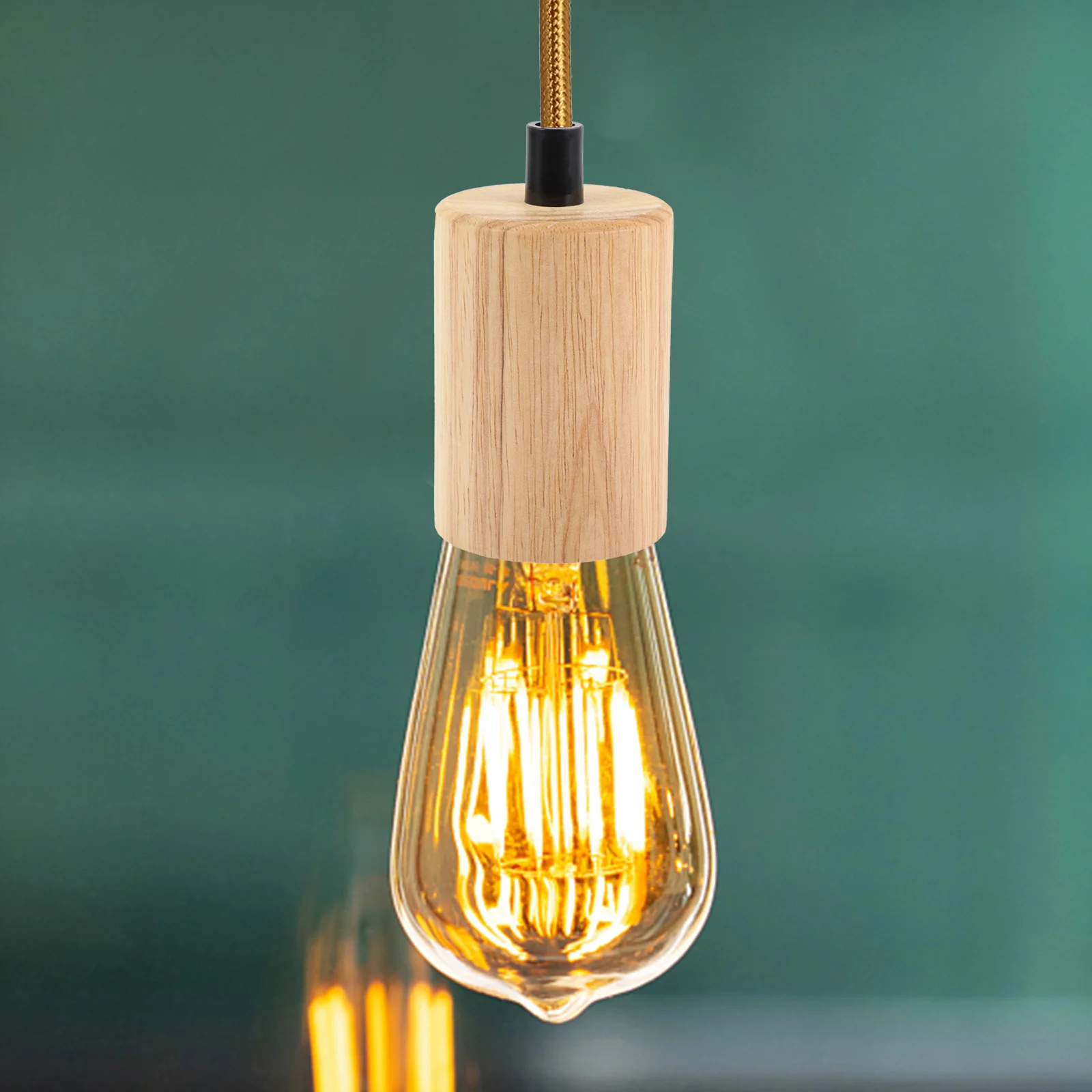 Chandelier Wooden Lamp Holder E27 Bulb Hanging Lights Plastic Ceiling Bulbs Socket