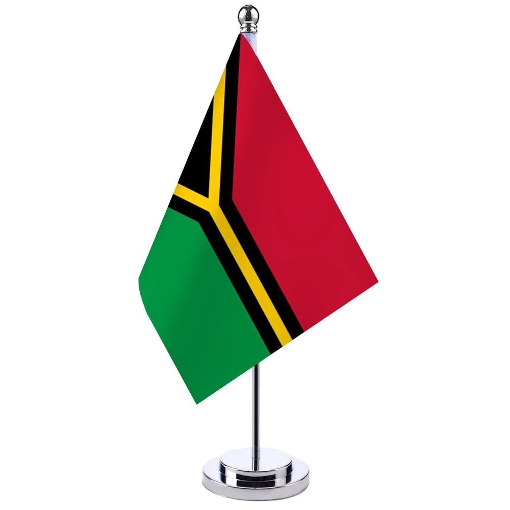 

14x21cm Office Desk Flag Of Vanuatu Banner Boardroom Table Stand Pole The Vanuatu National Flag Set Meeting Room Decoration