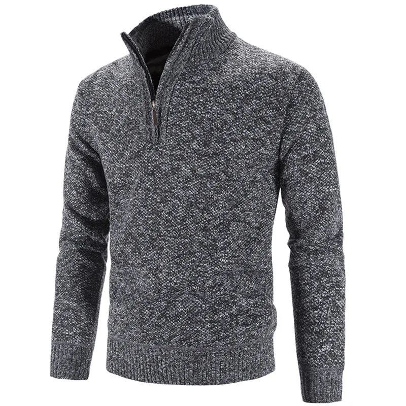 

Men's Half High Collar Korean Edition Pullover Bottom Shirt Slim Fit Winter Half Zip Knit Solid Color Sweater Clothes