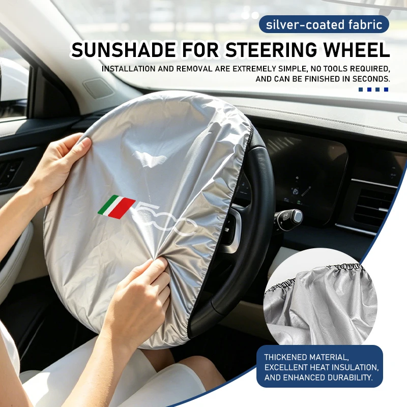 Silver Coated Cloth Steering Wheel Sun Shade Cover - Protective Car Accessory