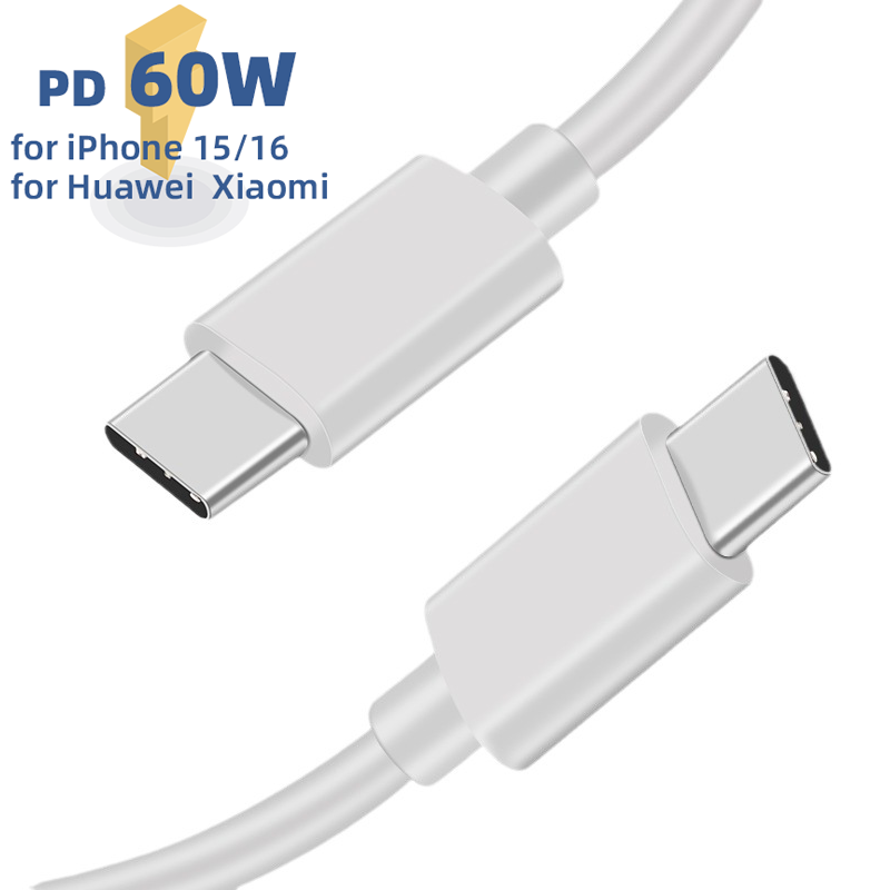 PD 60W Fast Charger 3A USB C to Type C for iPhone 15 16 Pro MAX Quick Charging for Samsung S23 S22 MacBook Huawei Xiaomi