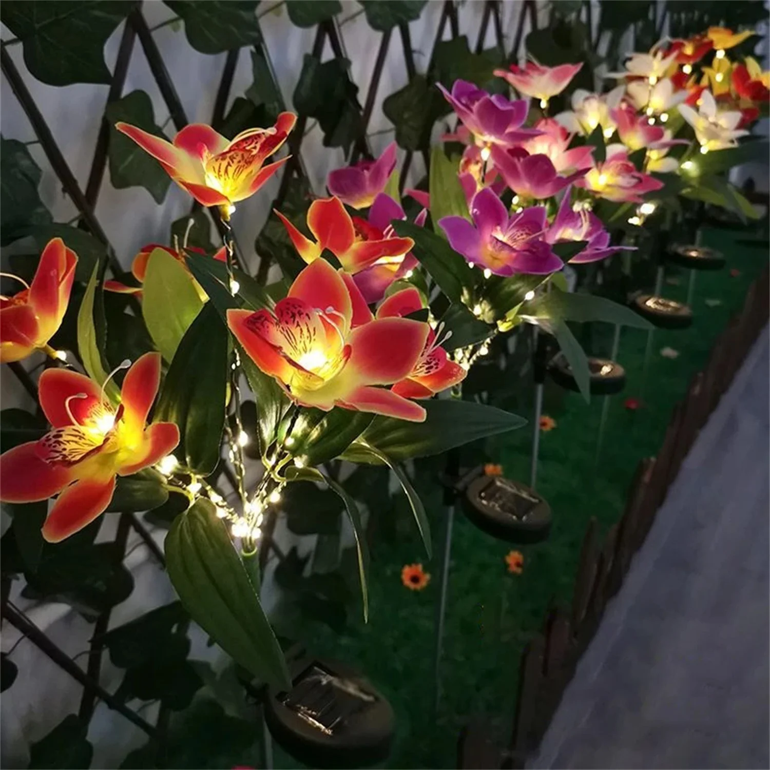 Solar LED Orchid Lights landscape Lamp Outdoor Waterproof Lawn Lamp for Villa Aisle Corridor Garden Holiday Christmas Decoration 6