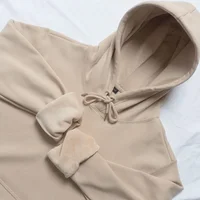 Silver Fox Fur Lined Hoodie Pure Color Sweatshirt for Men And Women Winter Jacket with Pockets Kaki Color Non-Falling Fluffy