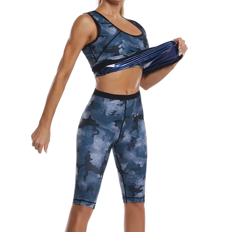 Description Picture 6 of itemYBFDO Women Body Shaper Set Camouflage Sweat Sauna Pants Tank Tops Vest Fitness Control Panties Waist Trainer Slimming Shapewear