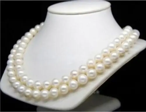 

GENUINE NATURAL PEARL NECKLACE 32 INCHES LONG 8-9mm REAL WHITE CULTURED PEARL