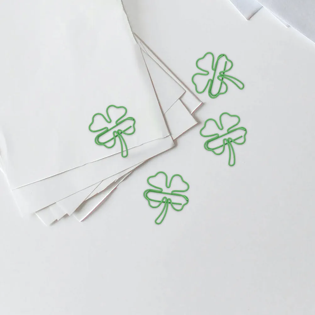 50Pcs 샴록 종이 클립 금속 책갈피 종이 클립 사무실 문구 학교 홈을위한 귀여운 독특한 모양 장식 종이 클립