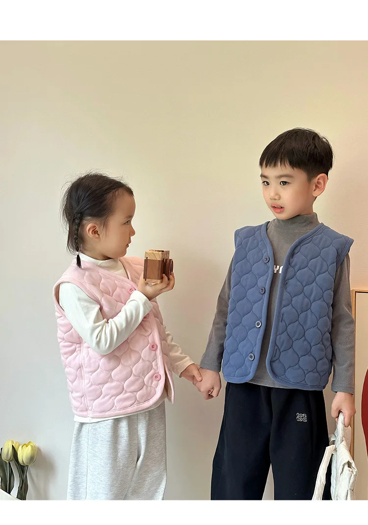 Kinder Weste Herbst Winter Jungen Mädchen Einfarbig Dicke Warme Strickjacke Student Basis Shirt Unterwäsche Jacke Baby Weste Kleidung – Detail 15