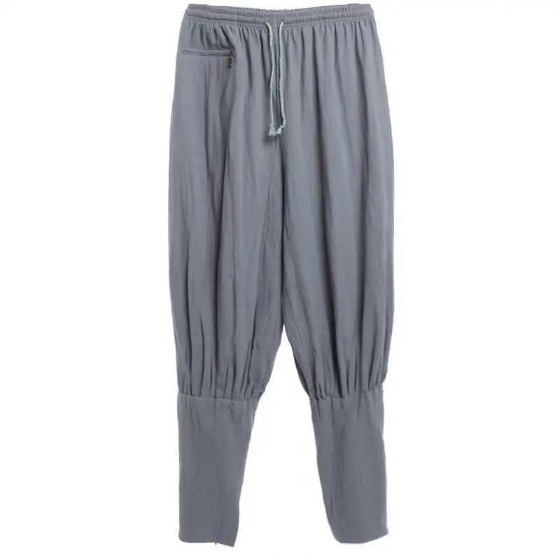 Cotton Monk Pants Summer Cotton Linen Monk Pants Buddhist Zen Lay Trousers Traditional Chinese Bottoms Buddha Shaolin Monk Kung Fu Pants
